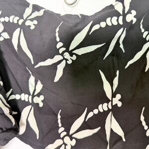 Vintage Chicos Black White Dragonfly Print Rayon Fringe Scarf Handmade Indonesia
